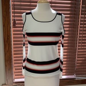 Calvin Klein cold shoulder striped top, Small
